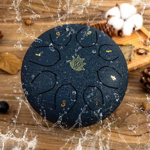 Miniatura 10 de Eavnbaek Tambor de Lluvia Chime - Tambor de lluvia de 8 notas de 6 pulgadas para jardín exterior, con bolsa, libro de música, baquetas, soporte
