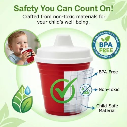 Miniatura 3 de Red Cup Living Vaso entrenador para bebé, 8 onzas, sin BPA, a prueba de derrames, no tóxico, apto para lavavajillas, tapa a prueba de fugas, fácil