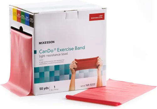 McKesson Can Do - Banda de resistencia para ejercicio, bandas de entrenamiento para terapia física, color rojo, resistencia a la luz, 5 pulgadas x