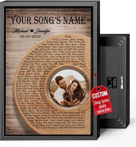 Miniatura 41 de H-DEWALL Lienzo personalizado con letras de canciones enmarcado, regalos para ella, obra de arte para el dormitorio, lienzo musical personalizado