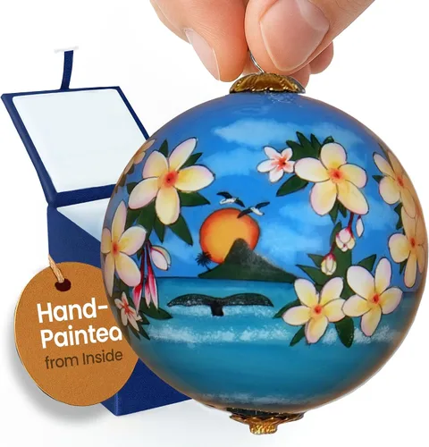 Miniatura 16 de Adorno coleccionable de tortugas marinas hawaianas coleccionables, pintado a mano desde el interior del cristal TA/H 2-Multicolor