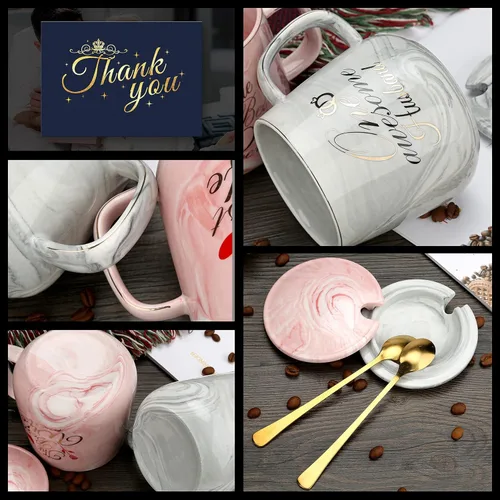 Miniatura 5 de Juego de tazas de café con texto en inglés "One Awesome Husband, The Best Wife Ever", regalo único de aniversario, compromiso, boda, para parejas