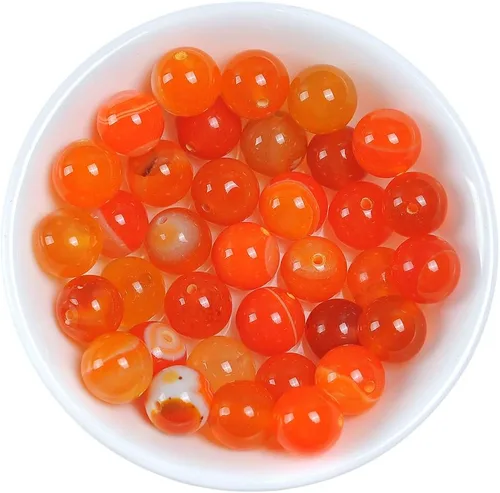 Cuentas de piedra natural de 0.315 pulgadas (0.315 in) de ágata naranja a rayas redondas, cuentas sueltas de cristal energético, potencia curativa