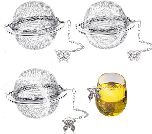 Miniatura 10 de Infusores de té para té suelto, 3 juegos de infusor de té de hojas sueltas, té más empinado, bola de acero inoxidable, filtros de filtro de té