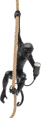 TFCFL Vintage Monkey Pendant Light Chandelier Resin Hemp Rope Industrial Edison Ceiling Pendant Lamp Fixture, E26 Hanging Lamp Fixture for Indoor