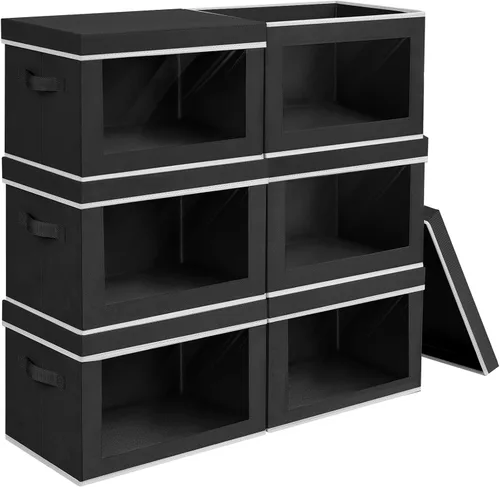 Miniatura 35 de Homsorout Contenedores de almacenamiento con tapas, organizadores pequeños de tela con ventana, contenedores de almacenamiento plegables para ropa