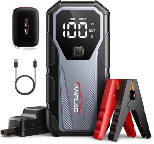 Batería de arranque de coche 7000A de 12 V, caja de salto portátil de 21800 mAh para todos los motores de gasolina y diésel de 10L, cables de puente