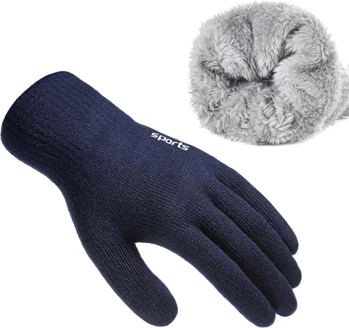 Trifabricy Guantes de invierno para hombres y mujeres, guantes de lana con forro polar para pantalla táctil, guantes térmicos de invierno cálidos