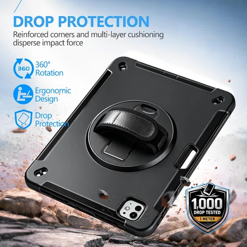 Miniatura 5 de Funda para iPad Pro 11 M5 2025/M4 2024: Funda protectora para iPad Pro de 11 pulgadas 5ª generación con protector de pantalla, soporte, asa y correa