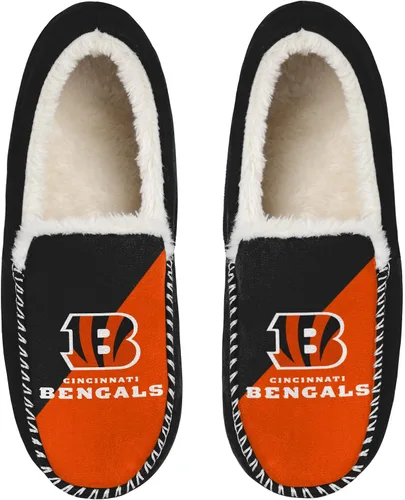 Miniatura 4 de FOCO NFL - Pantuflas tipo mocasín unisex para adultos, con licencia oficial, con logotipo primario, con forro de sherpa