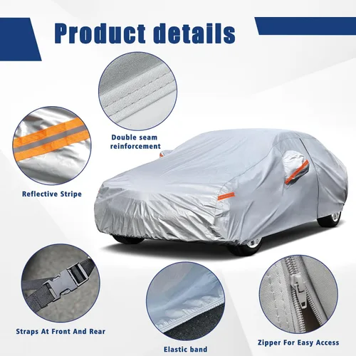Miniatura 3 de Kayme - Cubierta completa impermeable de 6 capas para automóvil, apta para todo clima, protección para exteriores contra lluvia, rayos ultravioleta