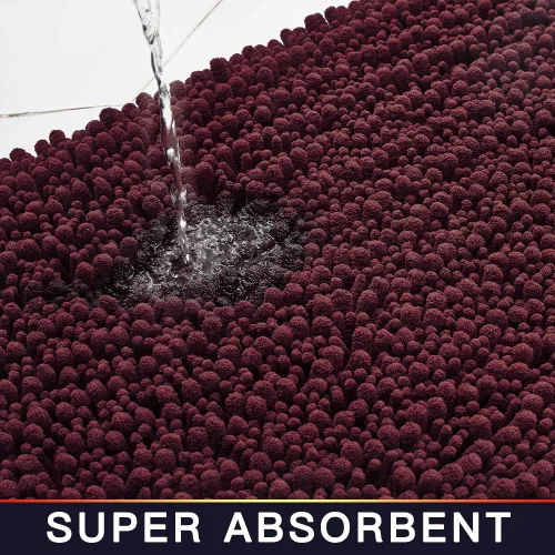 Miniatura 133 de Walensee Alfombra de baño antideslizante (24x17 pulgadas, rosa polvoriento) absorbente de agua, súper suave, lanuda de felpilla, lavable a máquina