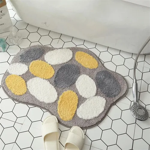 Ankah Alfombra de baño bonita alfombra antideslizante para baño, absorbente, extrasuave, diseño adorable, 18 x 26 pulgadas, guijarros