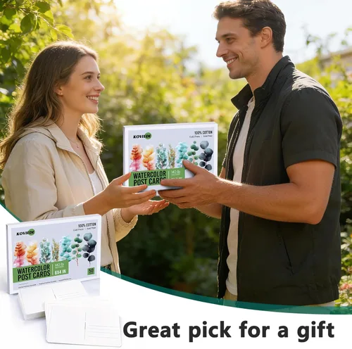 Miniatura 7 de KOVIEDE 50 hojas de postales de acuarela de 4 x 6, 140 libras/10.58 oz/m², 100% algodón, tarjetas de papel de color de agua, suministros de arte