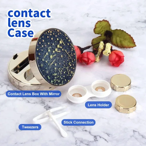 Miniatura 3 de ofone Estuche para lentes de contacto, kit de viaje con herramienta removedora, pinzas de espejo, contenedor portátil para lentes de contacto