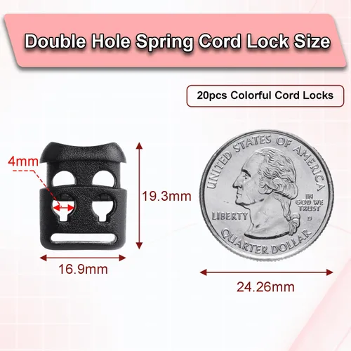 Miniatura 2 de CooBigo Plastic Cord Locks for Paracord Drawstring Clip, Spring Toggle Cord Stopper Sweatpant Hat Gloves Hoodie String Lock