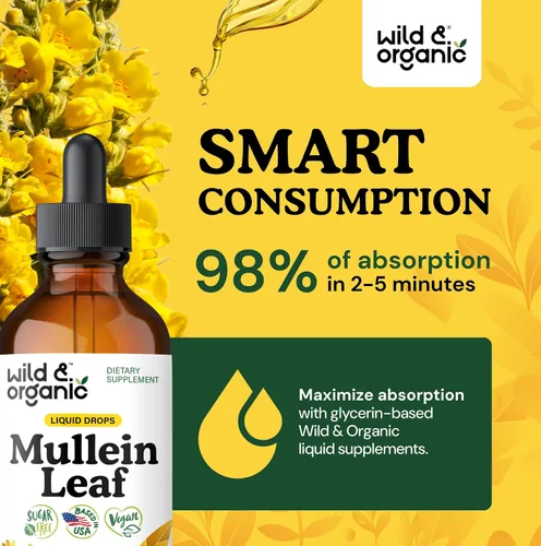Miniatura 5 de Wild & Organic Gotas de gordolobo para pulmones - Limpieza y desintoxicación de hierbas - Extracto líquido de hoja de gordolobo para pulmones