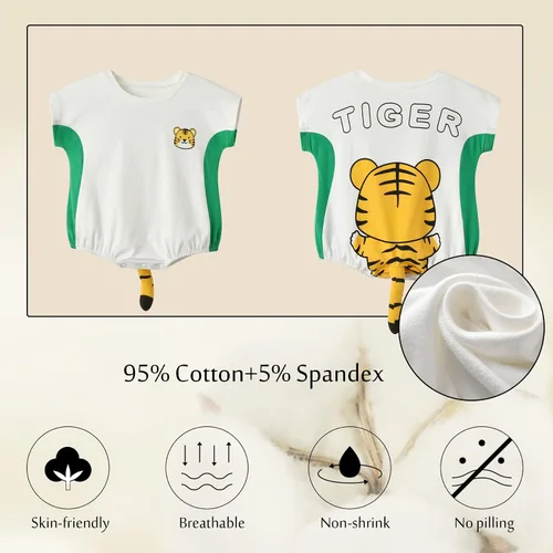 Miniatura 5 de TONWHAR Body unisex de algodón para bebé, de manga corta, para bebés, niños y niñas, overol de animales para verano