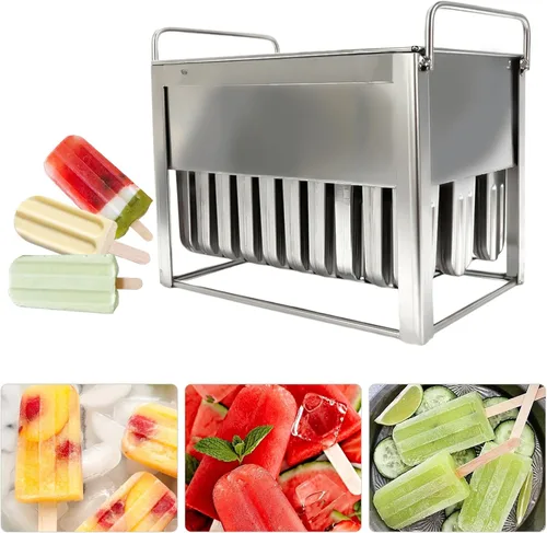Miniatura 9 de 6 moldes de acero inoxidable para helados, moldes de paletas de acero inoxidable, moldes comerciales para helados, moldes para paletas de hielo