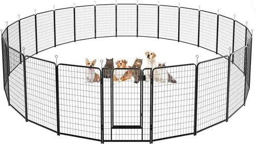 Miniatura 20 de Kfvigoho Corralito para perros para exteriores, extra ancho, 12 paneles de alta resistencia con revestimiento antioxidante, valla para perro