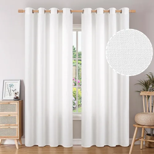 Miniatura 72 de BGment Cortinas de Lino Beige de 63 Pulgadas de Largo 2 Paneles - Tratamientos para Ventanas con Textura de Arpillera Filtrantes de Luz Cortinas