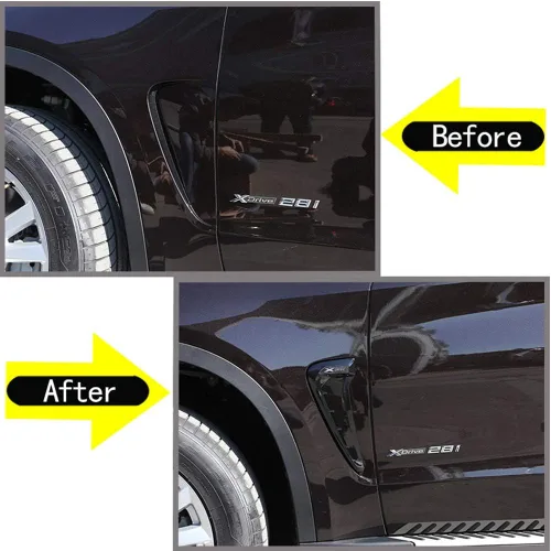 Miniatura 2 de YIWANG Shark Gills Decoración lateral Fender Vent Trim 2 piezas para BMW Xdrive Logo Emblema X5 F15 X5M F85 2014-2018 (negro)