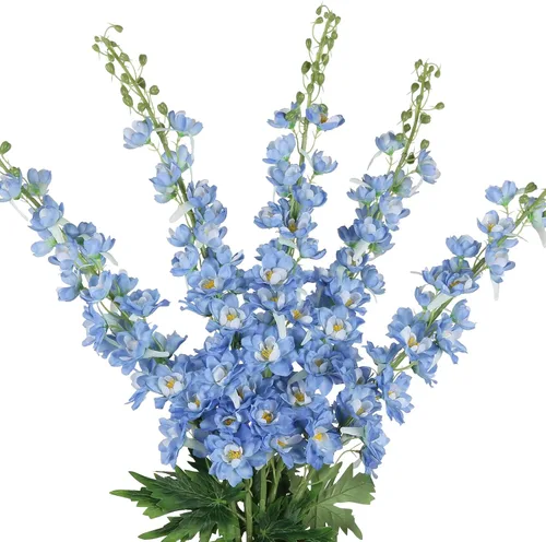 Miniatura 27 de IPOPU 6 PCS Flores Artificiales de Delfínium Flores Artificiales de Espuela de Cordero Flores de Seda de 85 cm de Tallo Largo para Arreglos de Boda