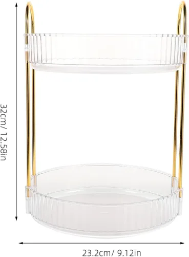 Miniatura 2 de Hemobllo Organizador de maquillaje giratorio con rotación transparente caja de almacenamiento de cosméticos estantes ajustables para tocador y baño
