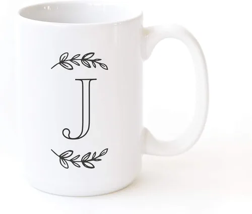 Miniatura 29 de The Cotton & Canvas Co. Manhattan Wreath - Taza de café personalizada con monograma inicial con letra A, taza de café de cerámica de porcelana. Para