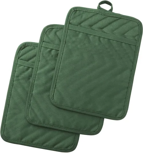 Miniatura 18 de Anyi Soportes para ollas resistentes al calor, almohadillas calientes de algodón para mostrador y mesa, color verde con bolsillo
