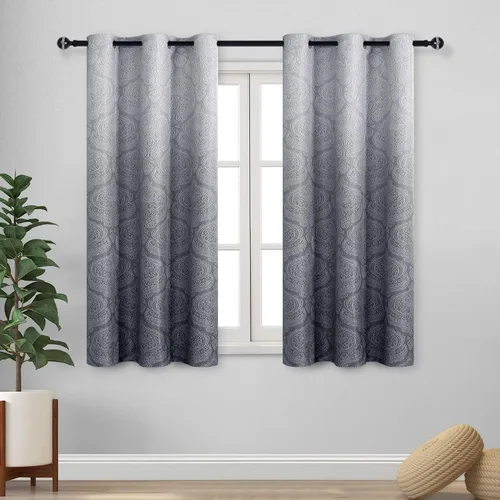 Miniatura 22 de DWCN - Cortinas blackout para dormitorio, diseño de damasco con aislamiento térmico y ojales, para sala de estar, juego de 2 paneles de cortina Gris