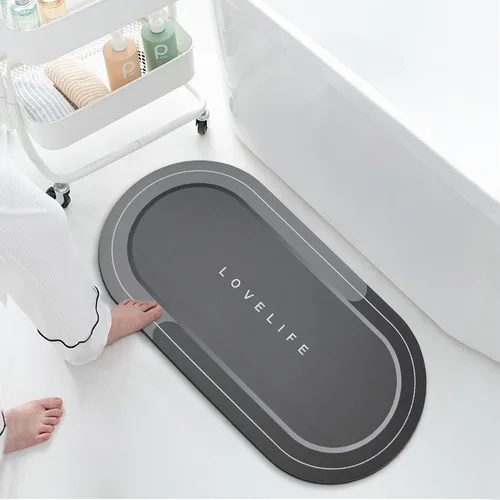 Miniatura 32 de Tapetes de baño de goma de secado rápido, antideslizantes, súper absorbentes, de secado instantáneo, alfombra de baño frente al fregadero de la Beige