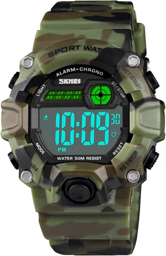 CakCity Boys Camouflage LED Sports Kids Watch Waterproof Digital Electronic Military Wrist Watches for Kids with Silicone Band Alarm Stopwatch