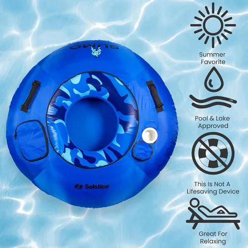 Miniatura 6 de Tubo inflable de camuflaje azul para piscina con portavasos - 54