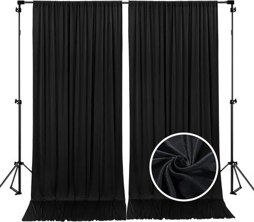 Cortina de fondo negra de 10 x 10 pies para fiesta, cortinas de fondo para sesión de fotos, cumpleaños, boda, Halloween, Acción de Gracias, Navidad,