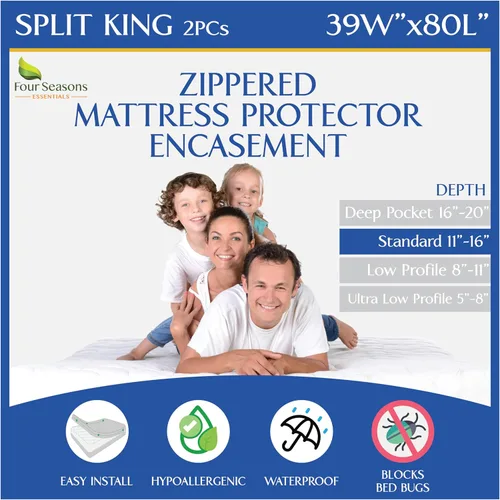 Miniatura 11 de Protector de Colchón RV Short Queen (60" de ancho x 75" L) Funda Impermeable con Cremallera Hipoalergénica Premium Protege Contra Chinches, Polvo