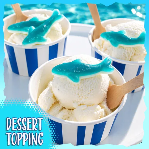 Miniatura 4 de Blue Sharks - Caramelos de gomita Bolsa de 2 libras Gomitas de pescado Sabor a frambuesa azul Caramelo de tiburón para fiestas, bufés