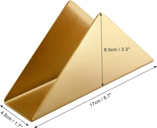 Miniatura 2 de Servilletero dorado de acero inoxidable, moderno dispensador de servilletas de cóctel triangular, organizador para encimeras de cocina, mesas