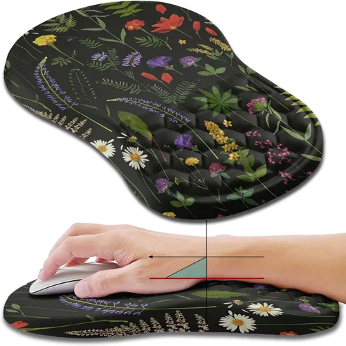 Miniatura 26 de Hokafenle Alfombrilla de ratón ergonómica con soporte para muñeca, alfombrilla con reposamuñecas para alivio del dolor del túnel carpiano