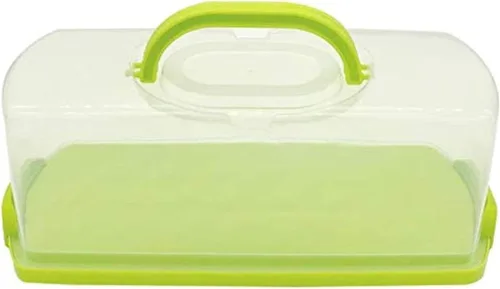 Miniatura 7 de Panera portátil con asa, contenedor de plástico rectangular para almacenamiento de alimentos, cúpula translúcida de 13 pulgadas para pasteles