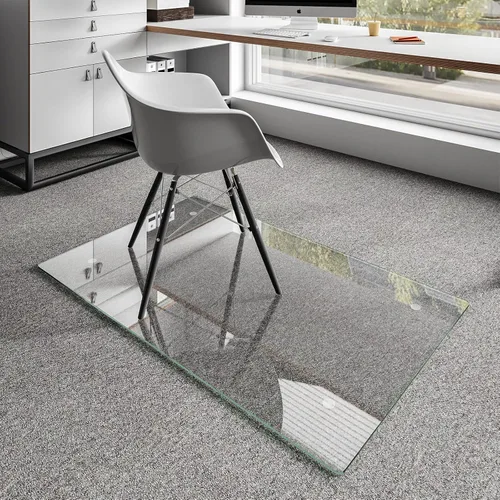 Miniatura 25 de Koonmi Tapete de cristal para silla de alfombra, 36 x 48 pulgadas, tapete de vidrio templado para silla de oficina, tapetes de vidrio con bordes