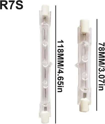 Miniatura 2 de 2 bombillas halógenas R7S 120V T3 78MM regulables 100 W tipo J base R7S blanco cálido 2700 K doble extremo halógeno para trabajo, luces de paisaje