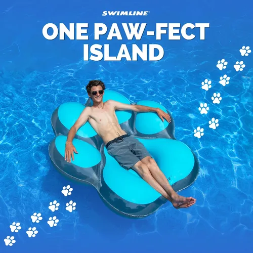 Miniatura 3 de SWIMLINE Original Pet Pawprint Flotador de Piscina – Tumbona de vinilo duradera para adultos y adolescentes – Divertido flotador de piscina