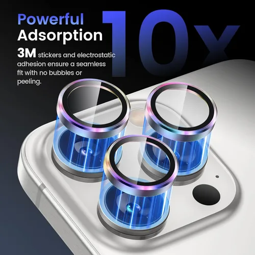 Miniatura 4 de Tensea Protector de lente de cámara compatible con iPhone 17 Pro Max/17 Pro/15 Pro Max/15 Pro/16 Pro Max/16 Pro/14 Pro Max/14 Pro, cubierta de metal