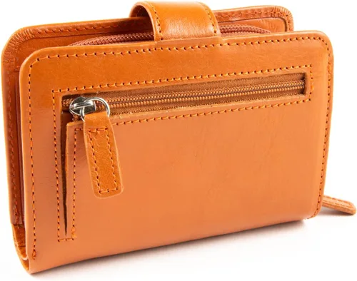 Miniatura 4 de Billetera de cuero para mujer con acordeón RFID con monedero, Naranja, Contemporáneo