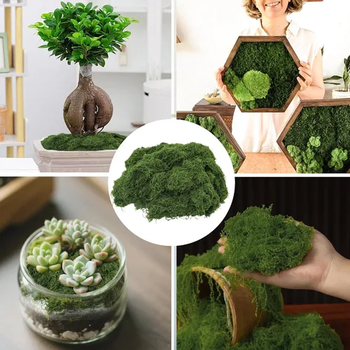 Miniatura 7 de Musgo verde falso de 7.05 onzas para plantas, musgo artificial para decorar musgo sintético para manualidades, centros de mesa, hadas, jardín