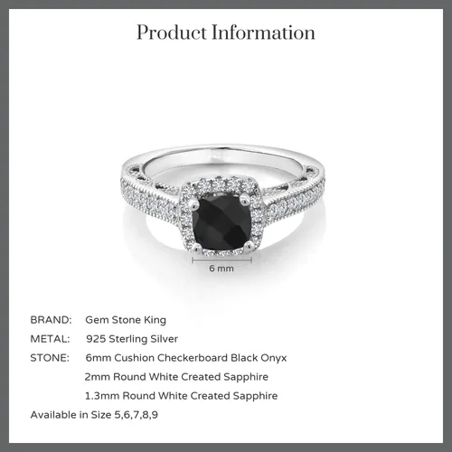 Miniatura 26 de Gem Stone King Anillo de compromiso de plata de ley 925 de 0.236 in con piedra natal y zafiro blanco creado con acento Anillo de compromiso