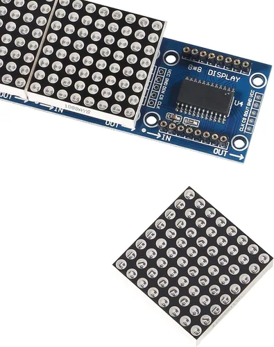 Miniatura 5 de MAX7219 Módulo de matriz de puntos 32x8 4 en 1 módulos de pantalla LED para microcontrolador Arduino Raspberry Pi con cables de 5 pines verde