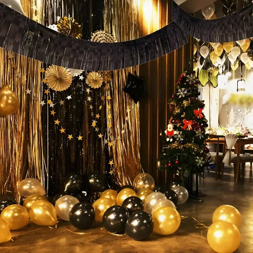 Miniatura 5 de Guirnalda de Flecos de Papel Aluminio Negro 10 Pies 6 Paquetes, Pancartas de Flecos de Oropel Metálico para Decoraciones de Carrozas de Desfile