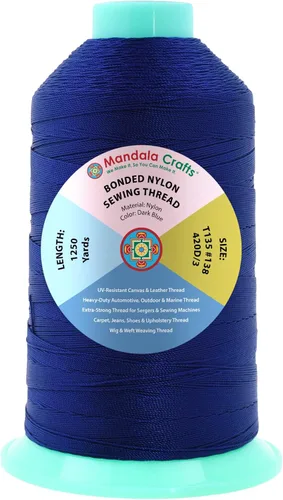 Miniatura 227 de Mandala Crafts - Hilo de nailon para coser cuero, tapicería, mezclilla y para trenzar el pelo; resistente, 1500 yardas, tamaño 69 T70 Marrón